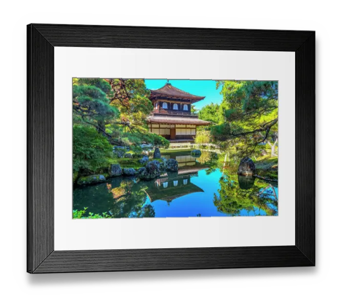 Framed Print : Colorful reflection, Kannon Hall, , Ginkakuji (Silver Pavilion) Zen Buddhist Temple Park, Kyoto, Japan. Also known as Jisho-ji Temple. Built in 1460 by Ashikaga Yoshimasa
