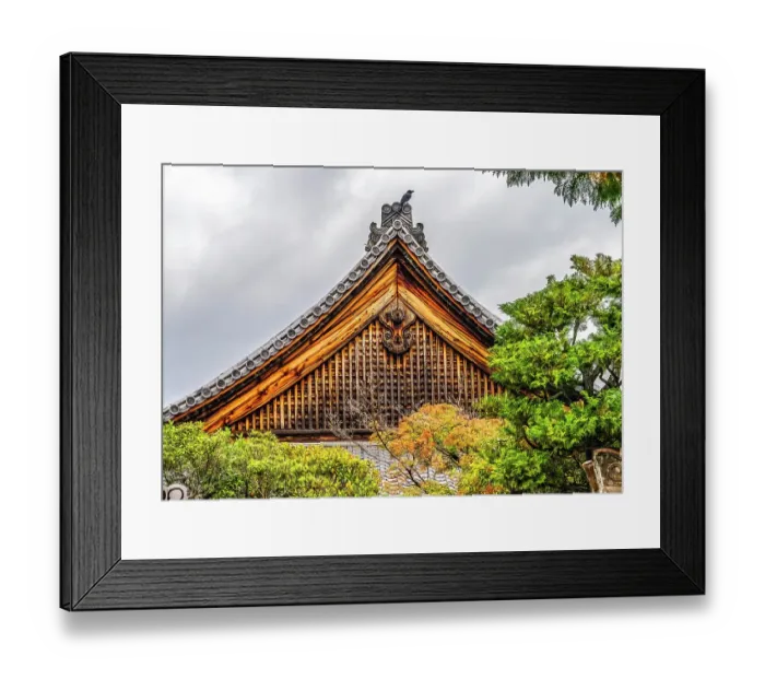 Framed Print : Colorful foliage, Main Hall, Tofuku-ji Zen Buddhist Temple, Kyoto, Japan. Dates to 1236. One of 5 great zen temples in Japan