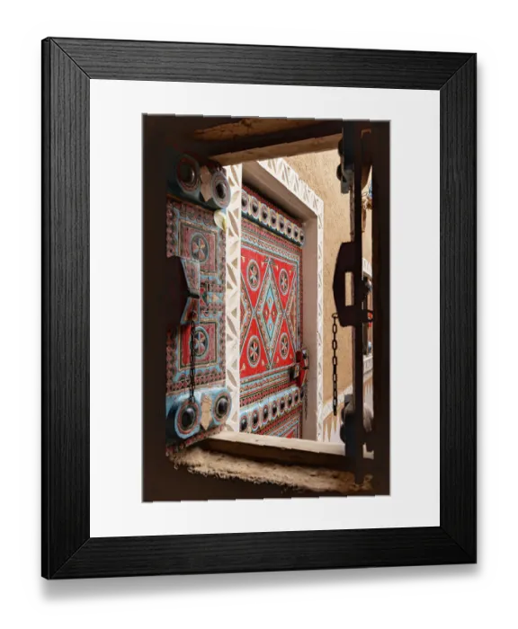Framed Print : Saudi Arabia, Riyadh. Colorfully painted window in Najd Village. (Editorial Use Only) Framed Print : Saudi Arabia, Riyadh. Colorfully painted window in Najd Village. (Editorial Use Only)
