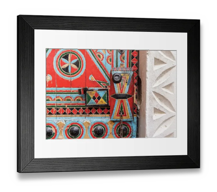 Framed Print : Saudi Arabia, Riyadh. Colorfully painted door in Najd Village. (Editorial Use Only) Framed Print : Saudi Arabia, Riyadh. Colorfully painted door in Najd Village. (Editorial Use Only)