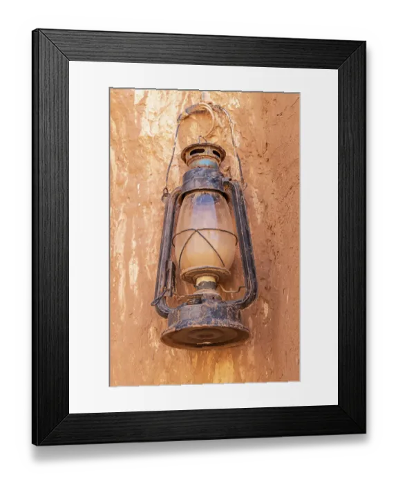 Framed Print : Ushaiger Heritage Village, Riyadh, Saudi Arabia. Old lantern