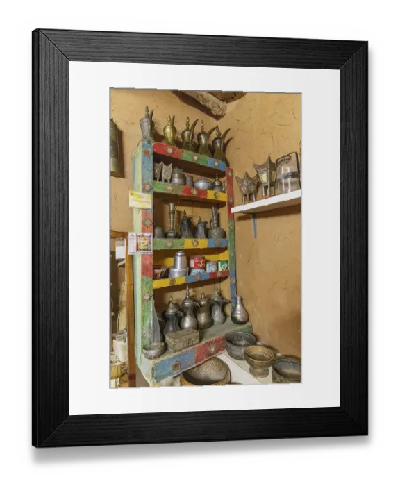 Framed Print : Ushaiger Heritage Village, Riyadh, Saudi Arabia. Coffee and tea pots. (Editorial Use Only) Framed Print : Ushaiger Heritage Village, Riyadh, Saudi Arabia. Coffee and tea pots. (Editorial Use Only)