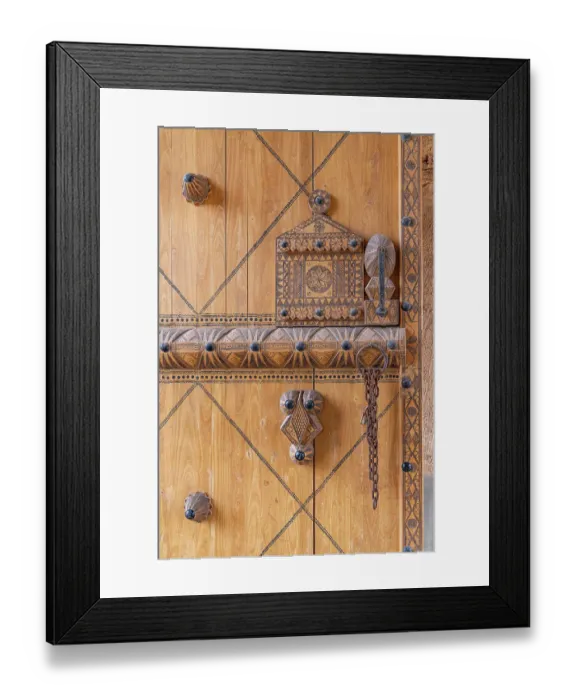 Framed Print : Saudi Arabia, Al-Qassim, Unaizah. Decoratively carved wooden door Framed Print : Saudi Arabia, Al-Qassim, Unaizah. Decoratively carved wooden door