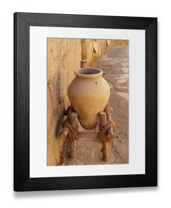 Framed Print : Saudi Arabia, Tabuk Province, Tayma. An amphora on a stand at a desert oasis Framed Print : Saudi Arabia, Tabuk Province, Tayma. An amphora on a stand at a desert oasis