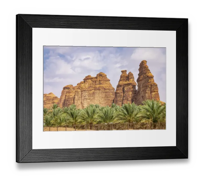 Framed Print : Saudi Arabia, Medina, Al-Ula. Desert mountains at the Dadan visitor center, site of an ancient kingdom