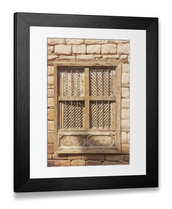Framed Print : Saudi Arabia, Medina. Barred and shuttered wooden window in old town Al-Ula Framed Print : Saudi Arabia, Medina. Barred and shuttered wooden window in old town Al-Ula