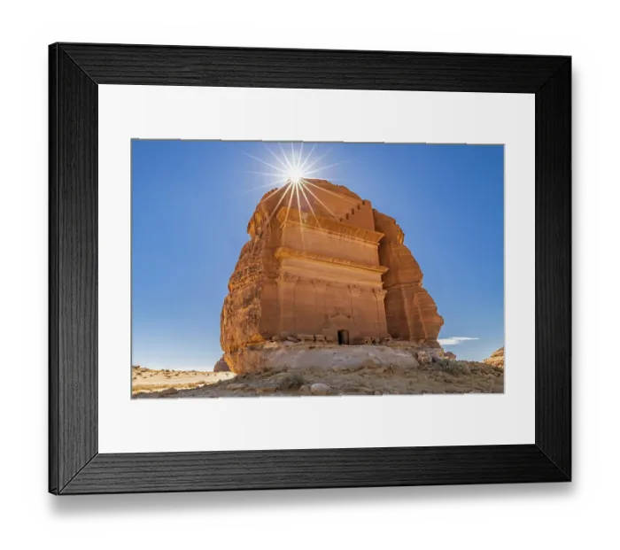 Framed Print : Saudi Arabia, Medina, Al-Ula, Hegra. Nabatean rock cut ruins at the Hegra Archaeological Area Framed Print : Saudi Arabia, Medina, Al-Ula, Hegra. Nabatean rock cut ruins at the Hegra Archaeological Area