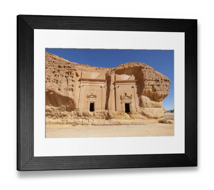 Framed Print : Saudi Arabia, Medina, Al-Ula, Hegra. Nabatean rock cut ruins at the Hegra Archaeological Area Framed Print : Saudi Arabia, Medina, Al-Ula, Hegra. Nabatean rock cut ruins at the Hegra Archaeological Area