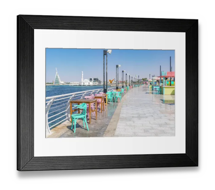 Framed Print : Saudi Arabia, Mecca Province, Jeddah. Seating area on the waterfront in Jeddah Framed Print : Saudi Arabia, Mecca Province, Jeddah. Seating area on the waterfront in Jeddah