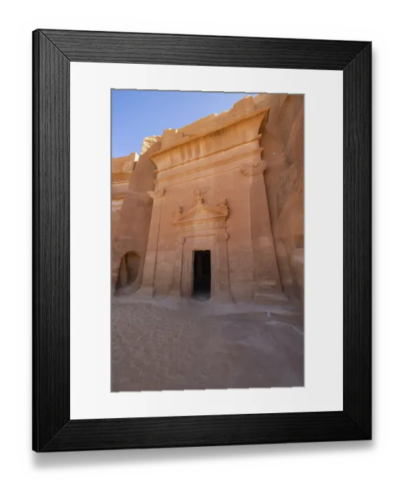 Framed Print : Saudi Arabia, Medina, Al-Ula, Hegra. Nabatean rock cut ruins at the Hegra Archaeological Area Framed Print : Saudi Arabia, Medina, Al-Ula, Hegra. Nabatean rock cut ruins at the Hegra Archaeological Area