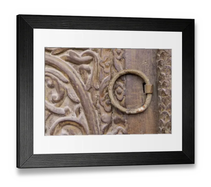 Framed Print : Saudi Arabia, Mecca, Jeddah, Al-Balad. Metal pull on a carved wooden door in the Al-Balad historical district Framed Print : Saudi Arabia, Mecca, Jeddah, Al-Balad. Metal pull on a carved wooden door in the Al-Balad historical district