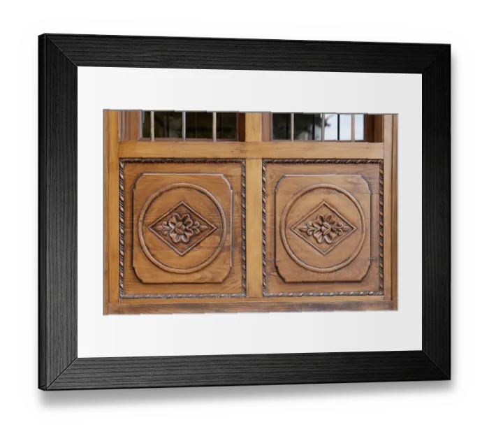 Framed Print : Saudi Arabia, Mecca, Jeddah, Al-Balad. Carved wooden door in the Al-Balad historical district