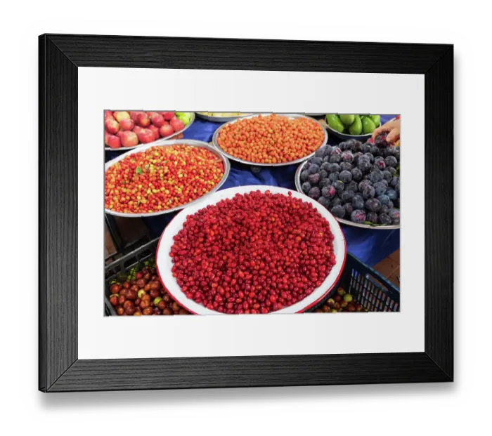 Framed Print : Colorful bowls of fruit. Turkey, Nazilli