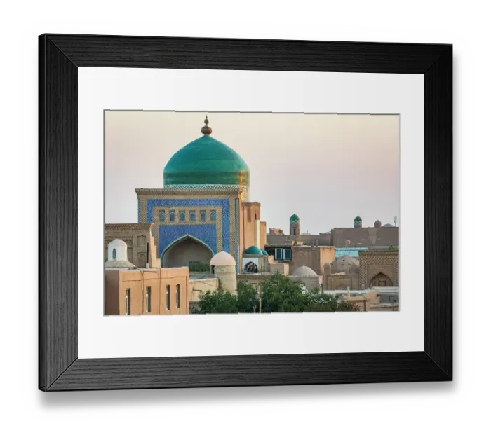 Framed Print : Khiva, Xorazm Region, Uzbekistan, Central Asia. Dome on the Islam Khodja Madrasa