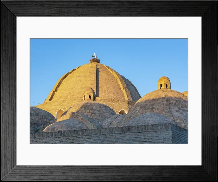 Framed Print : Bukhara, Uzbekistan, Central Asia. Domes of the Mir-i-Arab Madrasa in Bukhara