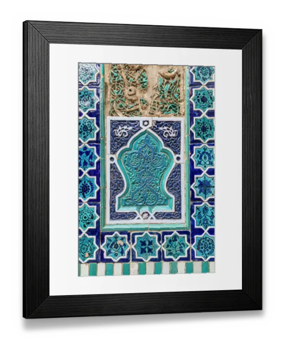 Framed Print : Samarkand, Uzbekistan, Central Asia. Decorative tile work at the Shah-i-Zinda Framed Print : Samarkand, Uzbekistan, Central Asia. Decorative tile work at the Shah-i-Zinda