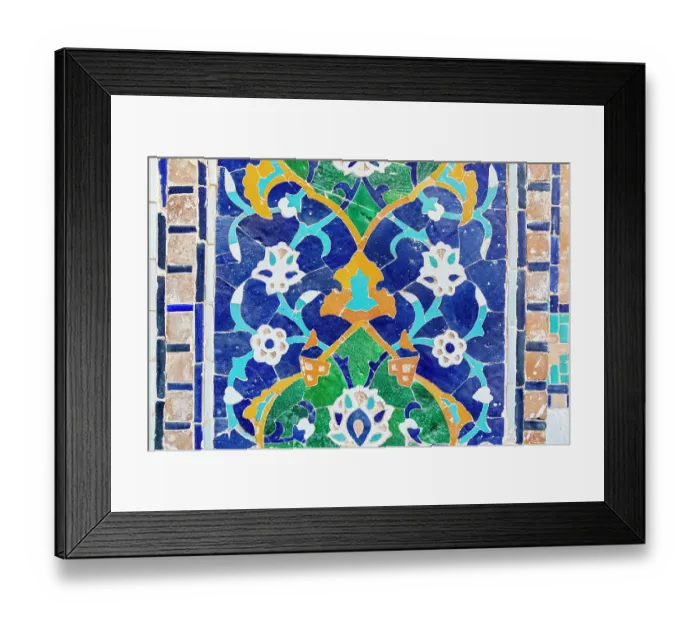 Framed Print : Samarkand, Uzbekistan, Central Asia. Decorative tile work on a building in the Registan Framed Print : Samarkand, Uzbekistan, Central Asia. Decorative tile work on a building in the Registan