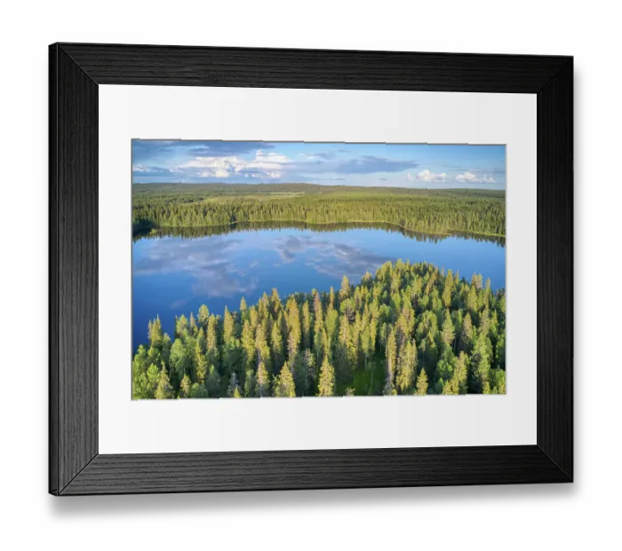 Framed Print : Finland, North Ostrobothnia, Rukatunturi area. Aerial views of forest, lakes and marshes Framed Print : Finland, North Ostrobothnia, Rukatunturi area. Aerial views of forest, lakes and marshes