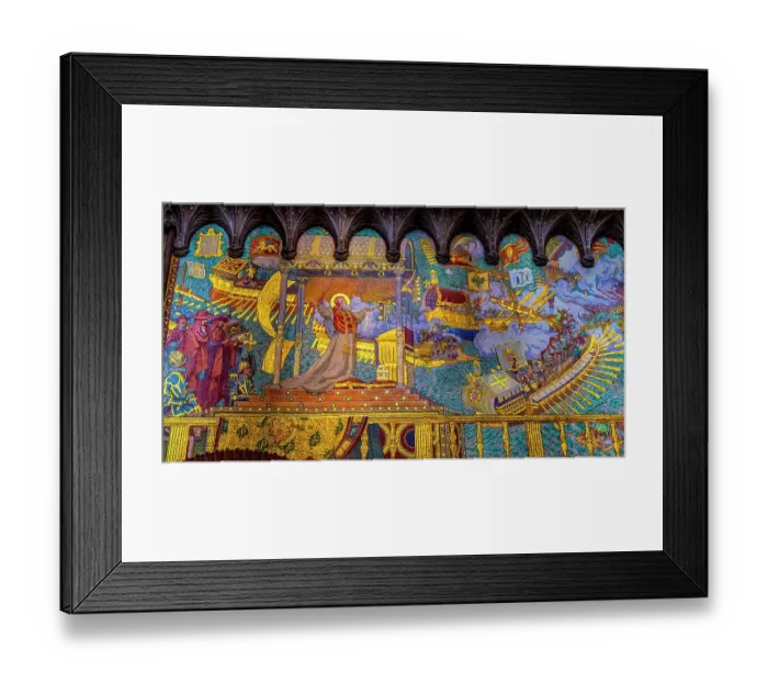 Framed Print : Colorful Gilded Battle of Lepanto mosaic, Basilica of Notre Dame de Fourviere, Lyon, France. Lepanto 1571 Pope and Christians defeated Turks in Greece. Church built from 1872 to 1896. (Editorial Use Only) Framed Print : Colorful Gilded Battle of Lepanto mosaic, Basilica of Notre Dame de Fourviere, Lyon, France. Lepanto 1571 Pope and Christians defeated Turks in Greece. Church built from 1872 to 1896. (Editorial Use Only)