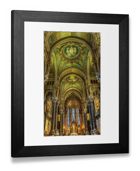 Framed Print : Colorful mosaics, altar, stained glass, Basilica of Notre Dame de Fourviere, Lyon, France. Built from 1872 to 1896. (Editorial Use Only) Framed Print : Colorful mosaics, altar, stained glass, Basilica of Notre Dame de Fourviere, Lyon, France. Built from 1872 to 1896. (Editorial Use Only)