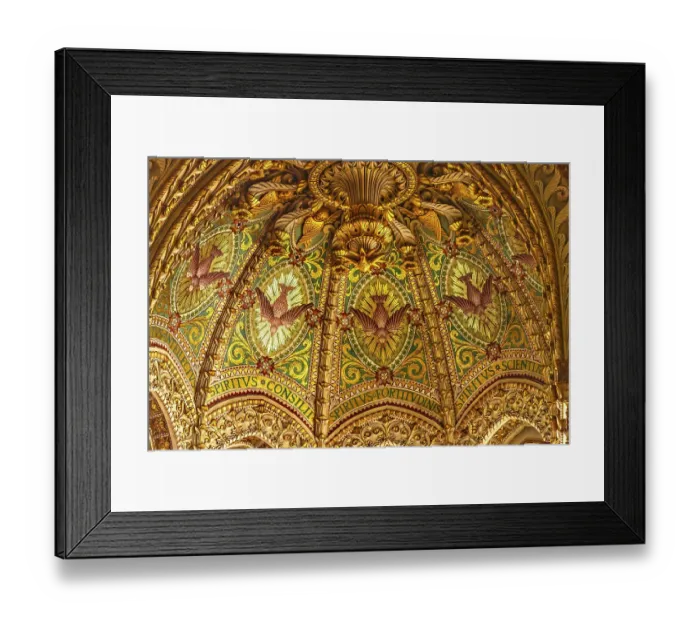 Framed Print : Colorful Holy Spirit gilded painting, Basilica of Notre Dame de Fourviere, Lyon, France. Built from 1872 to 1896. (Editorial Use Only) Framed Print : Colorful Holy Spirit gilded painting, Basilica of Notre Dame de Fourviere, Lyon, France. Built from 1872 to 1896. (Editorial Use Only)
