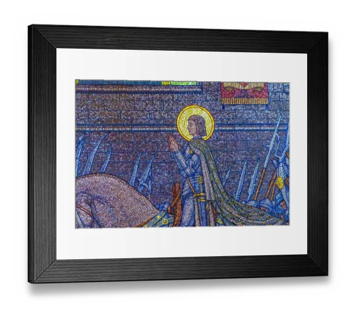 Framed Print : Colorful gilded Saint Joan of Arc mosaic, Basilica of Notre Dame de Fourviere, Lyon, France. Joan, French Patron Saint, fought English in 1400's, martyred in Rouen. Church built from 1872 to 1896. (Editorial Use Only) Framed Print : Colorful gilded Saint Joan of Arc mosaic, Basilica of Notre Dame de Fourviere, Lyon, France. Joan, French Patron Saint, fought English in 1400's, martyred in Rouen. Church built from 1872 to 1896. (Editorial Use Only)