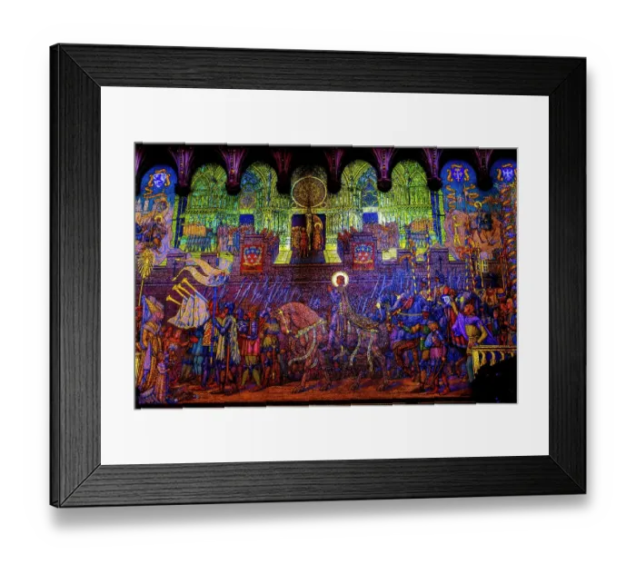 Framed Print : Colorful Gilded Saint Joan of Arc Mosaic Basilica of Notre Dame de Fourvière Lyon France. Joan of Arc Patron French saint fought English 1400s, Martyred in Rouen. Church built from 1872 to 1896. Editorial Use Only Framed Print : Colorful Gilded Saint Joan of Arc Mosaic Basilica of Notre Dame de Fourvière Lyon France. Joan of Arc Patron French saint fought English 1400s, Martyred in Rouen. Church built from 1872 to 1896. Editorial Use Only