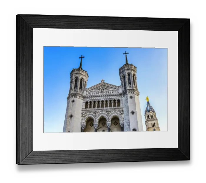 Framed Print : Basilica of Notre Dame de Fourviere, Lyon, France. Built from 1872 to 1896. Dedicated to Virgin Mary and thanks to God for victory over the socialists