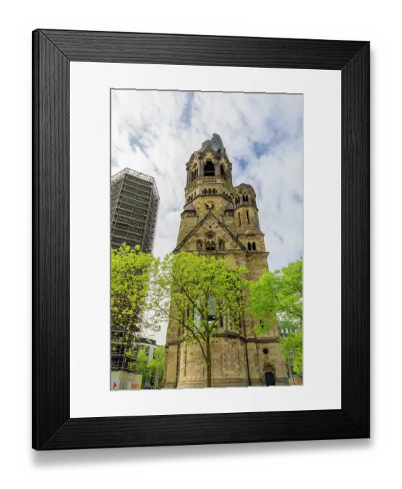 Framed Print : Germany, Berlin. Clock Tower. Remains of the Neo-Romanesque style, Kaiser Wilhelm Church, nearly destroyed in WW ll Framed Print : Germany, Berlin. Clock Tower. Remains of the Neo-Romanesque style, Kaiser Wilhelm Church, nearly destroyed in WW ll