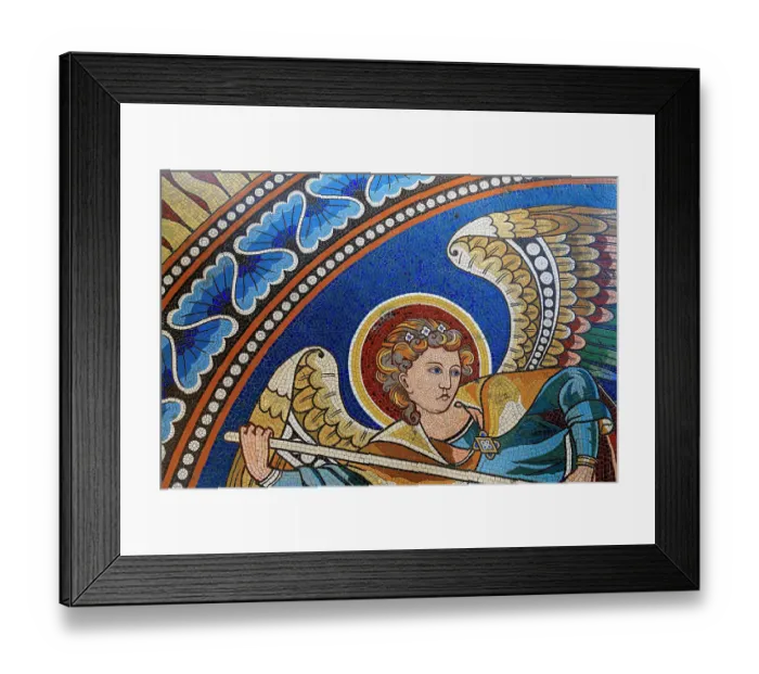 Framed Print : Germany, Berlin. Ceiling of the Kaiser Wilhem memorial church monument. Angel part of ceiling mosaic. (Editorial Use Only) Framed Print : Germany, Berlin. Ceiling of the Kaiser Wilhem memorial church monument. Angel part of ceiling mosaic. (Editorial Use Only)