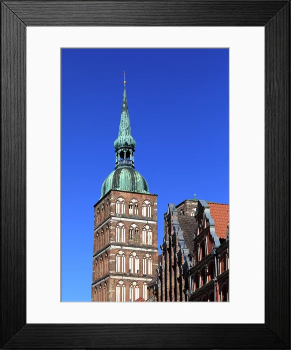 Framed Print : Germany, Mecklenburg-Vorpommern, Stralsund. Copper steeple of Saint Nicholas Church, UNESCO World Heritage Site