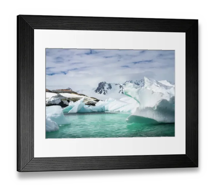 Framed Print : Antarctica. Landscape with mountain and icebergs. ©Cathy & Gordon Illg  /  Jaynes Gallery  /  DanitaDelimont.com