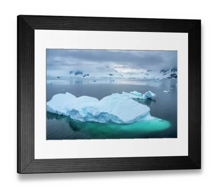 Framed Print : Antarctica. Icebergs and mountains at sunset. ©Cathy & Gordon Illg  /  Jaynes Gallery  /  DanitaDelimont.com