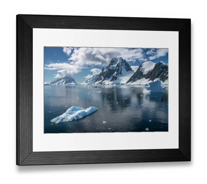 Framed Print : Antarctica. Landscape with mountain, icebergs and glacier. ©Cathy & Gordon Illg  /  Jaynes Gallery  /  DanitaDelimont.com