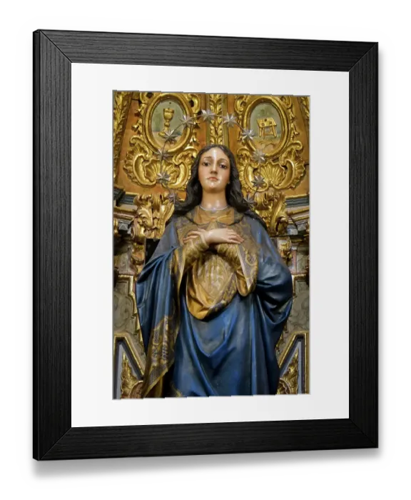 Framed Print : Rhonda, Spain. Mother Mary icon inside old church interior. (Editorial Use Only)