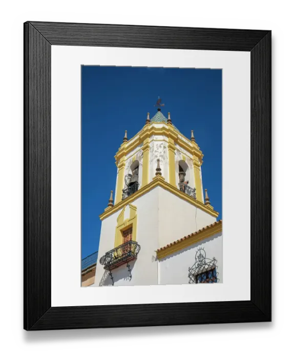 Framed Print : Rhonda, Spain. Beautiful old white church in town center