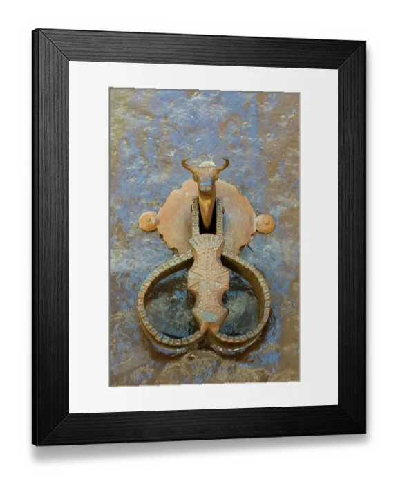 Framed Print : Rhonda, Spain. Bull door knocker