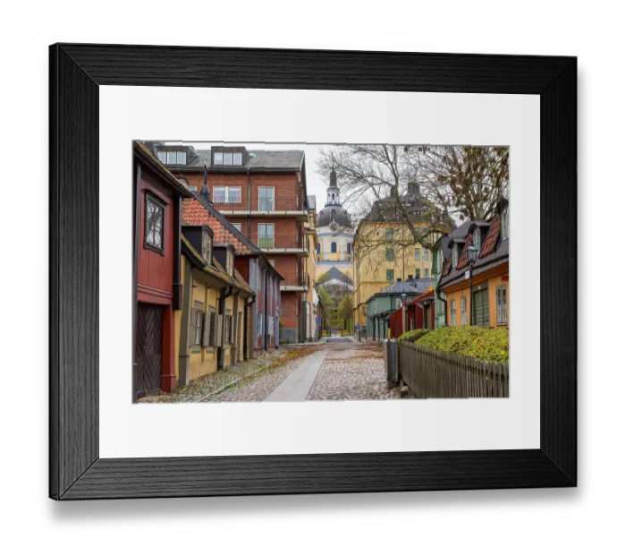 Framed Print : Sweden, Stockholm, Soder Island, Sodermalm. 19th Century houses nearby Master Mikaels Gata. Fjallgatan