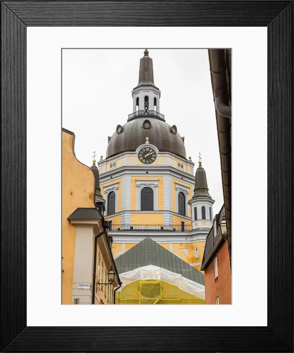 Framed Print : Sweden, Stockholm, Katarina-Sofia borough district on Sodermalm Soder island. Katarina Kyrka, (Church of Catherine).Yellow building with clock watch on dome Framed Print : Sweden, Stockholm, Katarina-Sofia borough district on Sodermalm Soder island. Katarina Kyrka, (Church of Catherine).Yellow building with clock watch on dome