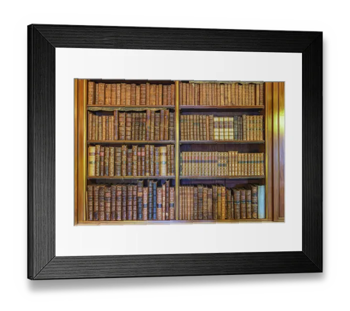 Framed Print : Harewood, Leeds, West Yorkshire, England, Great Briton, United Kingdom. May 2, 2022. Books in the library of Harewood House, an 18th Century Treasure House. Editorial Use Only
