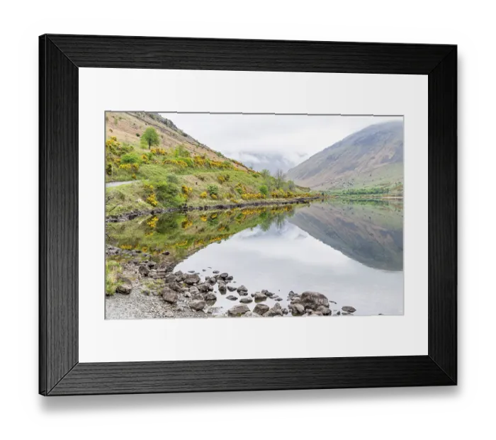 Framed Print : Wasdale Head, Seascale, Cumbria, England. Reflections on Wast Water lake in Lake District National Park Framed Print : Wasdale Head, Seascale, Cumbria, England. Reflections on Wast Water lake in Lake District National Park