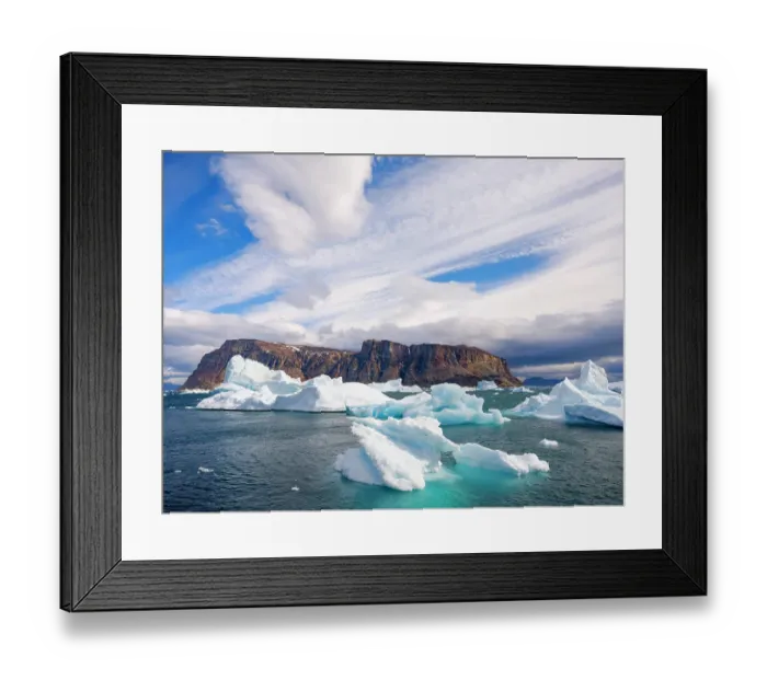 Framed Print : Storm over Storoen Island. Landscape in the Uummannaq Fjord, northwest of Greenland beyond the arctic circle. Greenland, Danish Territory