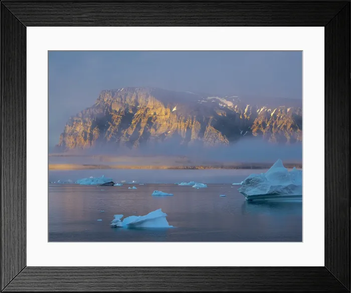Framed Print : Midnight sun at Storoen Island. Landscape in the Uummannaq Fjord, northwest of Greenland beyond the arctic circle. Greenland, Danish Territory Framed Print : Midnight sun at Storoen Island. Landscape in the Uummannaq Fjord, northwest of Greenland beyond the arctic circle. Greenland, Danish Territory