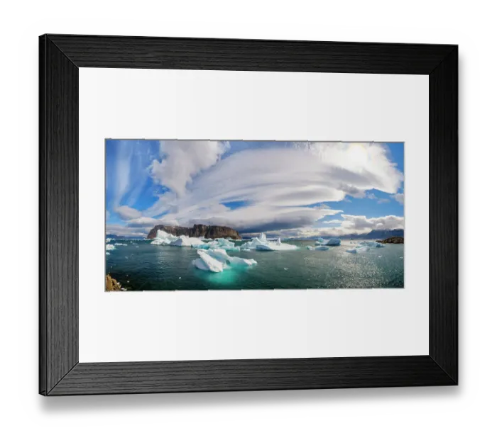 Framed Print : Storm over Storoen Island. Landscape in the Uummannaq Fjord, northwest of Greenland beyond the arctic circle. Greenland, Danish Territory