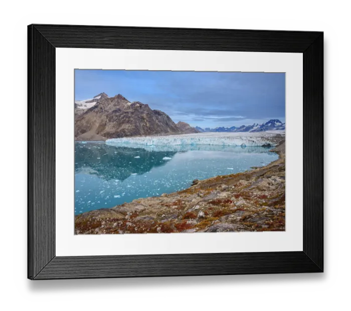 Framed Print : Knud Rasmusen Glacier (also called Apuseeq Glacier) Sermiligaaq Fjord. Ammassalik area in Greenland, Tasiilaq, Danish Territory, autumn