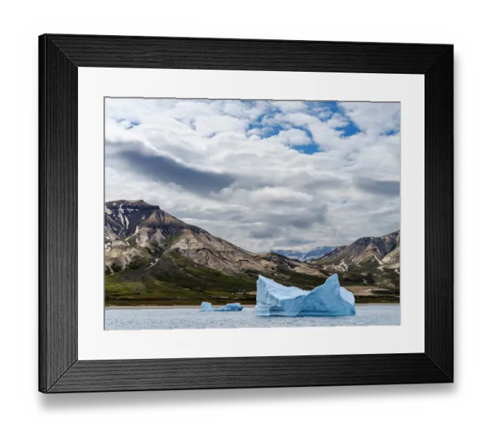 Framed Print : Disko Island seen from Sullorsuaq Strait. Greenland, Danish Territory, Summer