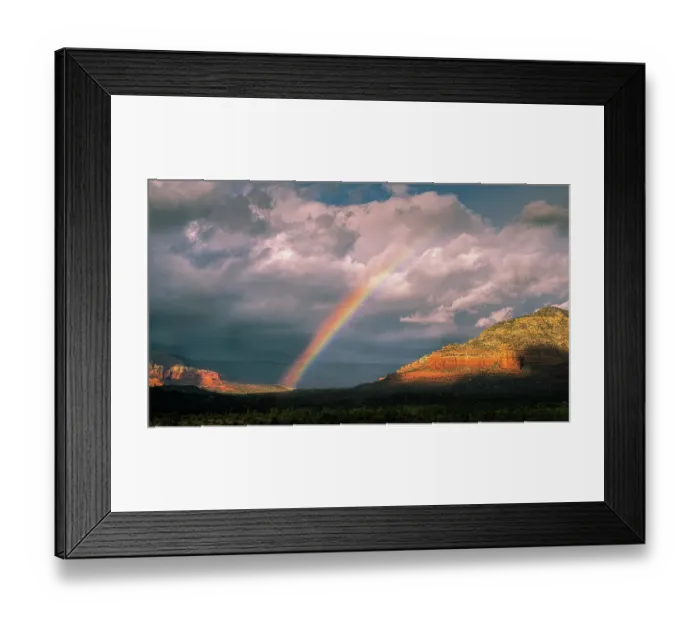 Framed Print : USA, Arizona. Sunrise rainbow over mountain and valley landscape. ©Jay O'Brien  /  Jaynes Gallery  /  DanitaDelimont.com