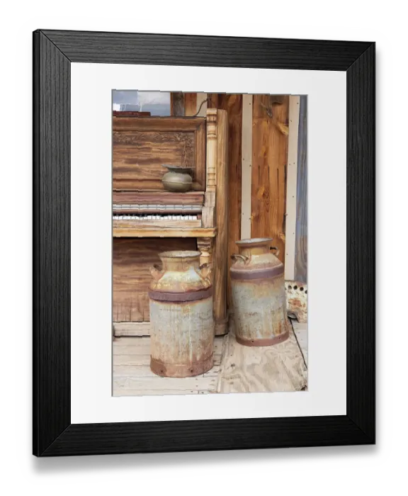 Framed Print : Still-life of milk cans in old town, Arizona, USA Framed Print : Still-life of milk cans in old town, Arizona, USA