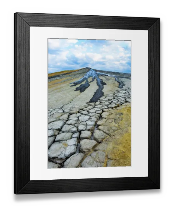 Framed Print : Romania, Buzau County, Berca. Geological, botanical reservation Vulcanii Noroiosi de la Paclele Mici. Small volcano-shaped structures caused by eruption of natural gases Framed Print : Romania, Buzau County, Berca. Geological, botanical reservation Vulcanii Noroiosi de la Paclele Mici. Small volcano-shaped structures caused by eruption of natural gases