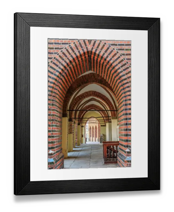 Framed Print : Germany, Mecklenburg-Vorpommern, Stralsund. Rathaus, city hall archways, UNESCO World Heritage Site